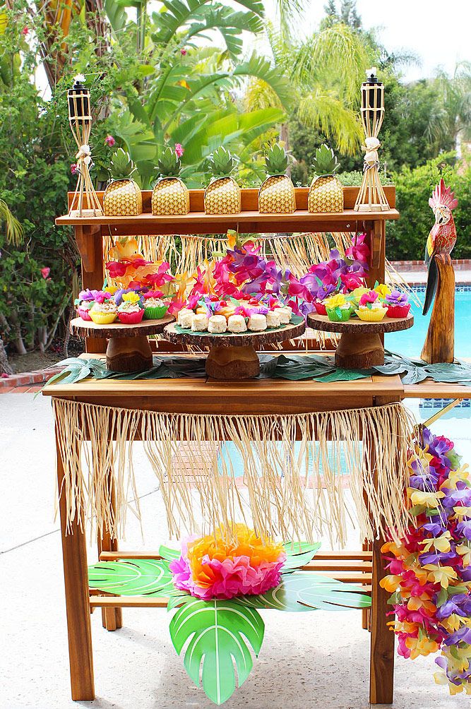 Decoração de festa na piscina, cenário de festa de verão, decorações de  aniversário da piscina havaiana, festa da piscina S