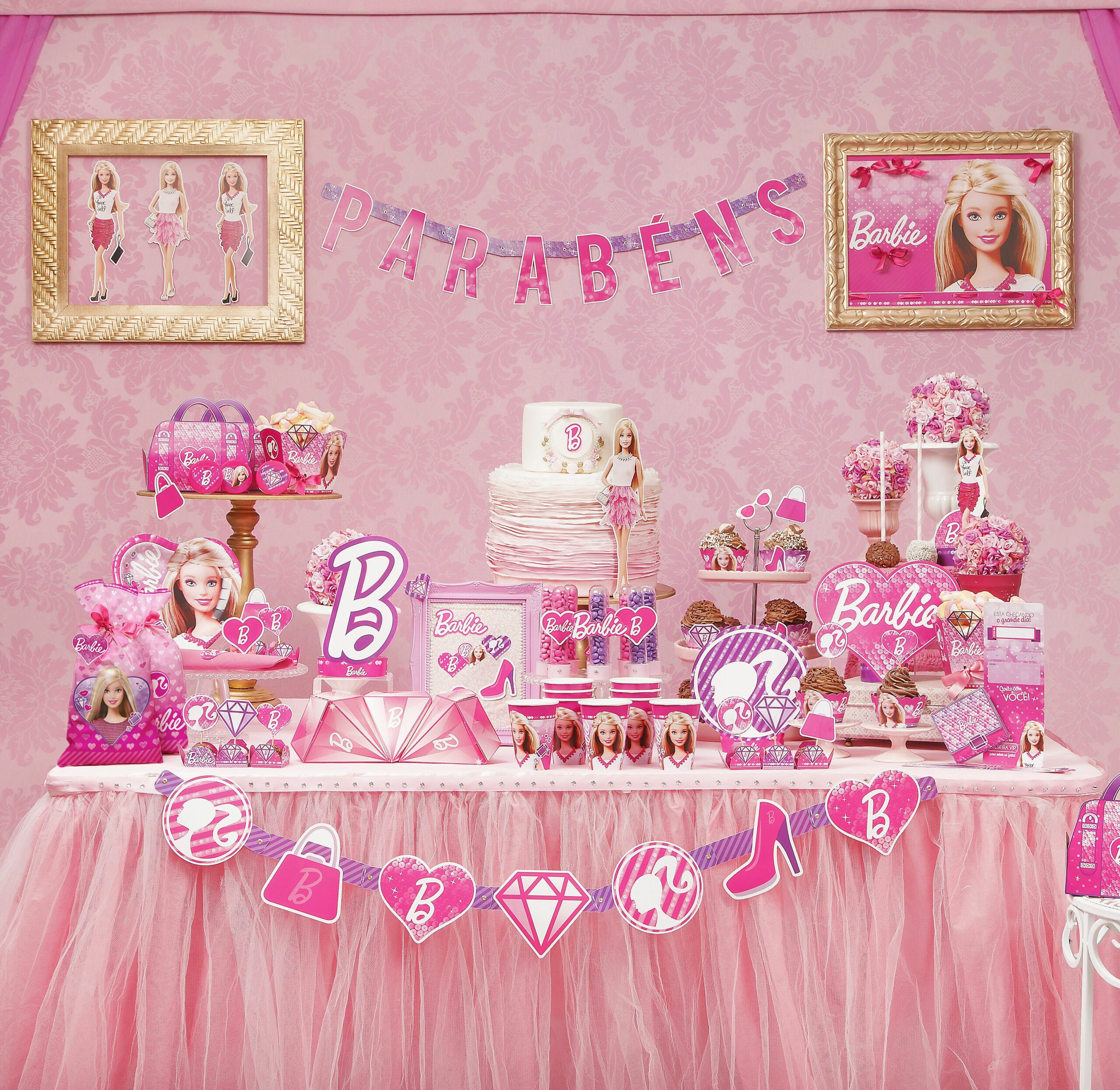 KIT PERSONALIZADOS TEMA BARBIE ESCOLA DE PRINCESAS  Festa de aniversário  da barbie, Decoração festa barbie, Aniversário da barbie